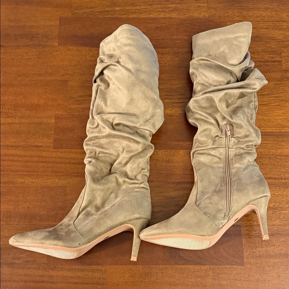 Penny Loves Kenny Suede Tall Slouch boots. Size 9M. Textile upper/PU lining.